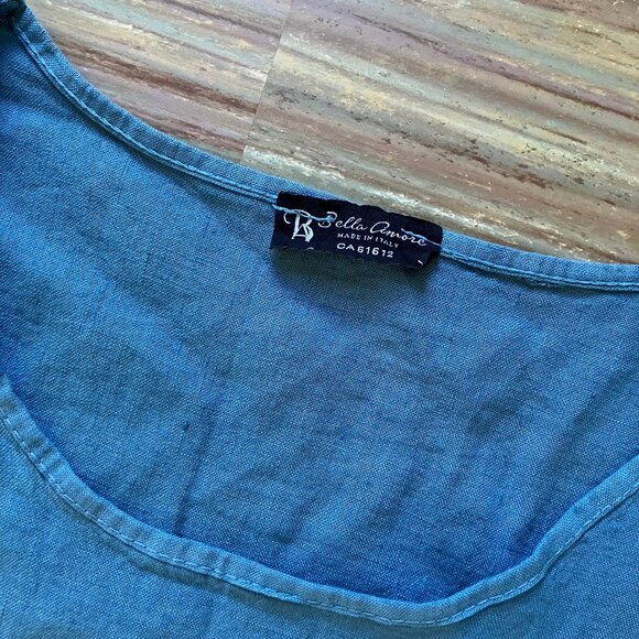 Bella Amore Linen Sleeveless Shift Dress with Pockets Blue L/XL Made in Italy - Picture 4 of 5
